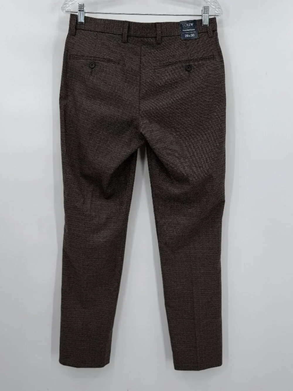 J.Crew Thompson Dress Pants Men 29x30 Brown Houndstooth Tapered Stretch NWT
